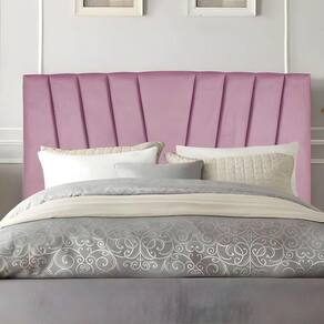 Cabeceira Casal Queen Size Cama Estofada 160 Cm Emma Suede Rosa