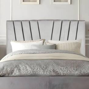 Cabeceira Casal Queen Size Cama Estofada 160 Cm Emma Suede Cinza Claro