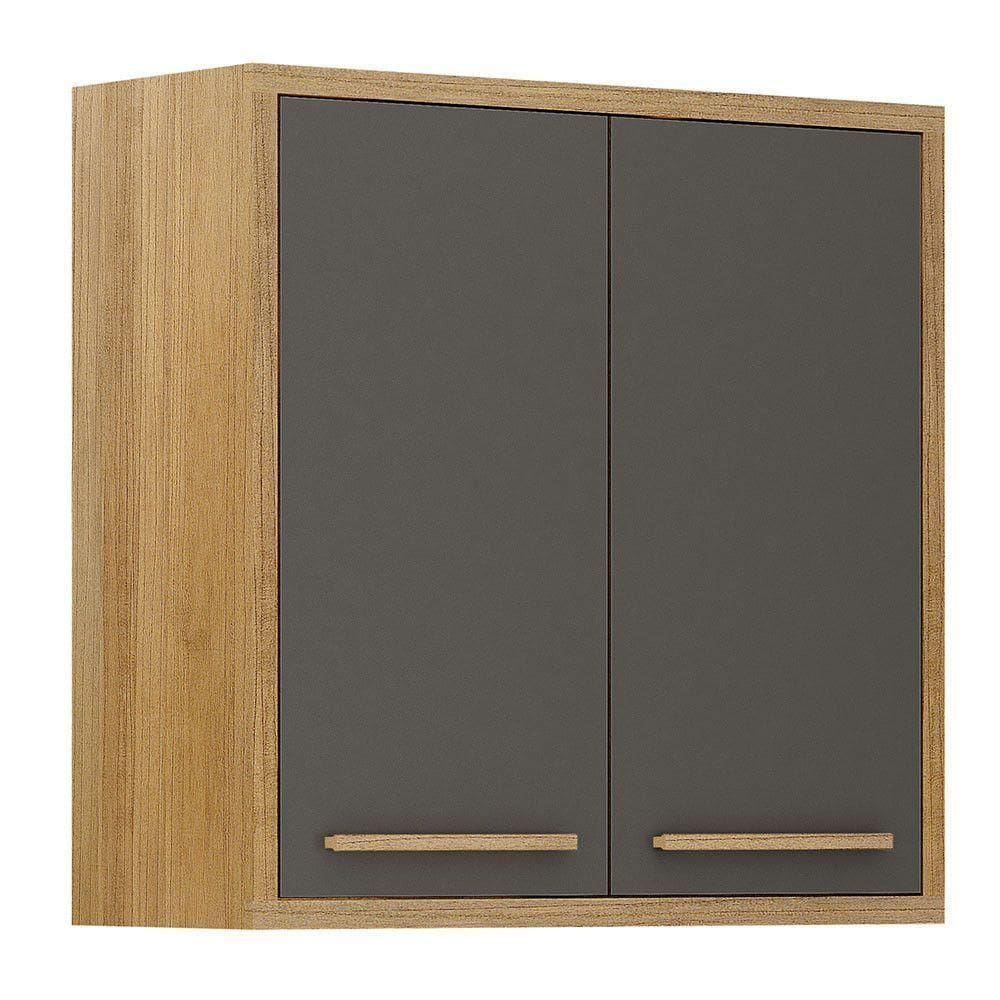 Armário Aéreo Para Cozinha 2 Portas 80cm Torino Valdemóveis Cinamomo/grafite