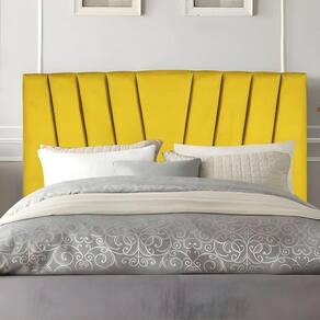 Cabeceira Casal De Cama Estofada 140 Cm Emma Suede Amarelo