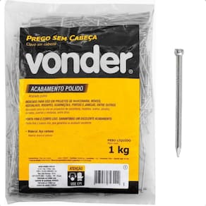 Prego Sem Cabeça 13 X 15 (1.1/4 X 15) Polido 1 Kg Vonder