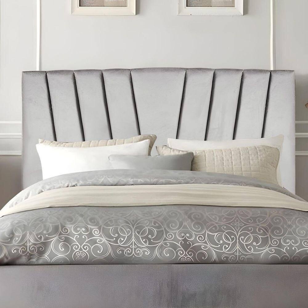 Cabeceira Solteiro Cama Estofada 90 Cm Emma Linho Cinza Claro