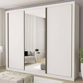 Guarda Roupa Casal Com 3 Espelhos 3 Portas Minastex Branco
