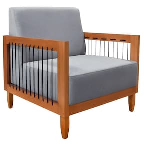 Poltrona Decorativa Yves Sala De Estar Recepção Escritório Linho Cinza