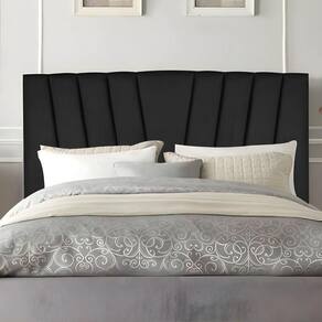 Cabeceira Casal De Cama Estofada 140 Cm Emma Linho Preto