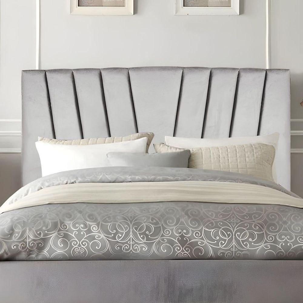 Cabeceira Solteiro Cama Estofada 90 Cm Emma Suede Cinza Claro