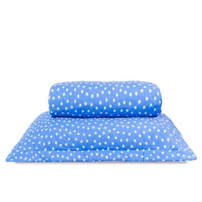 Cobre Leito Solteiro Classic Estampado 160 Fios 2 Peças Poa Azul