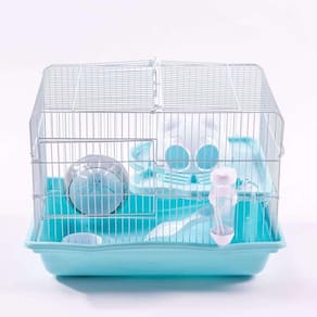 Gaiola Para Hamster Desmontavel Com 2 Andares Jaula Para Ratos E Roedores Com Brinquedos Completa Azul