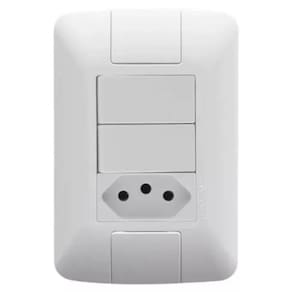 Conjunto 4x2 Com 2 Interruptor Simples + 1 Tomada 2p+t 10a Tramontina Aria Branco