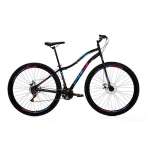 Bicicleta Cazelle Veneza Aro 29, Quadro 15.5, Freio A Disco Dianteiro E Traseiro, 21 Marchas Preto/adesivo Azul/vermelho