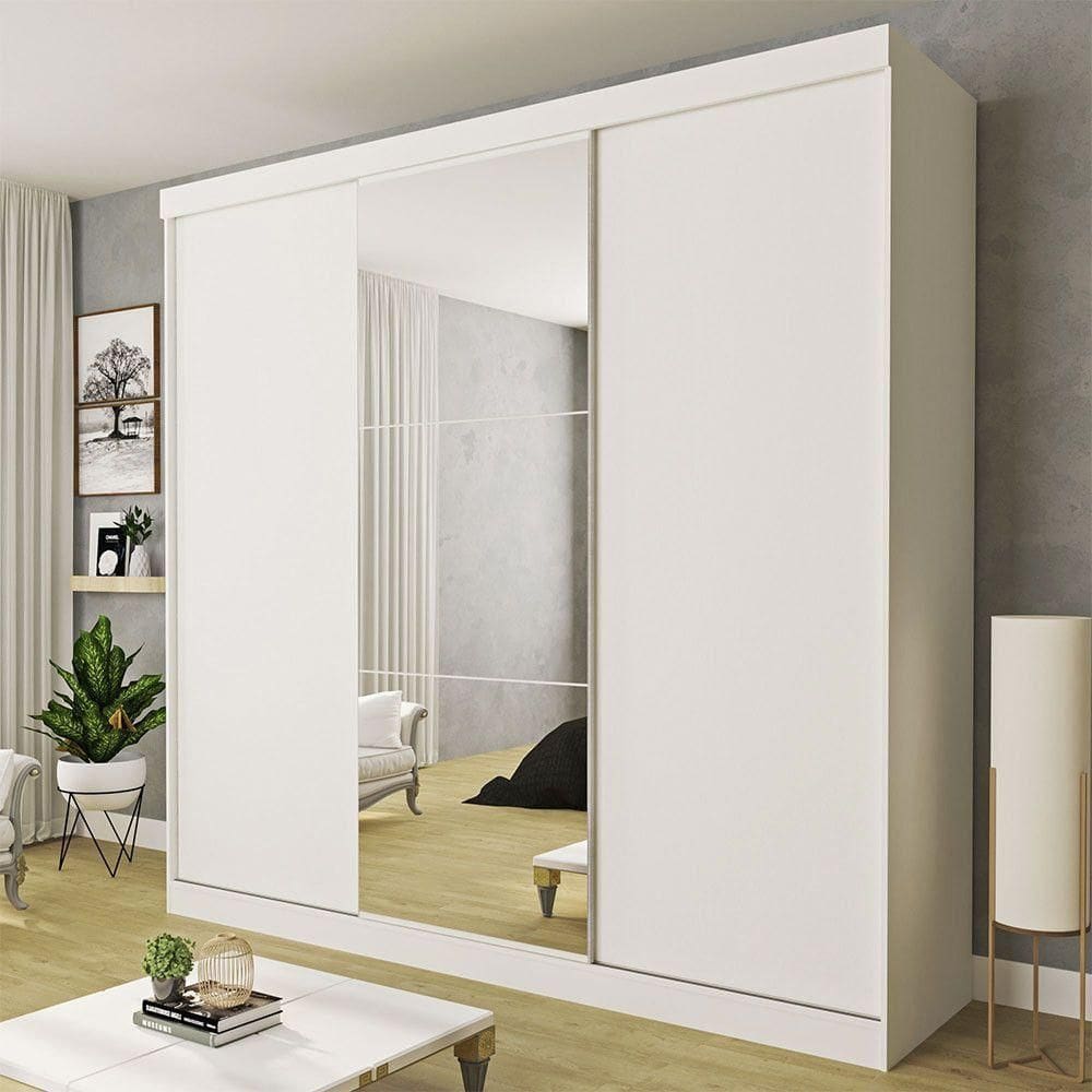 Guarda Roupa Casal Evidence 3 Portas E 3 Espelhos Minastex Branco