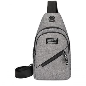 Bolsa Mochila Impermeável Transversal Crossbody Pochete De Peito Portátil Alça única Ajustável Cinza