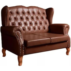 Sofá Chesterfield 2 Lugares Imperador Vintage Retrô Capitonê Couro Marrom