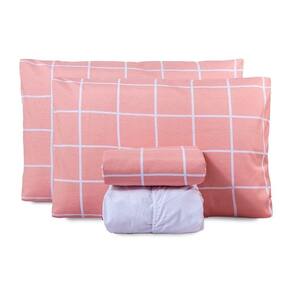 Jogo De Lençol Queen Classic Estampado 160 Fios 4 Peças Grid Rose