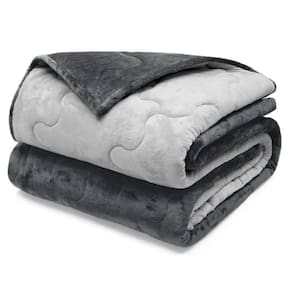 Edredom Buettner Solteiro Plush Flannel 100% Poliéster Dupla Face 160mx240m Metal Escuro E Metal Claro