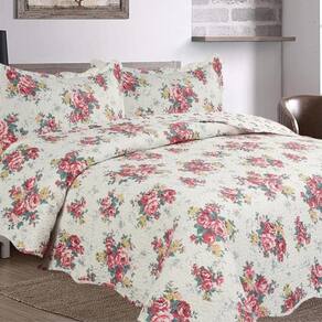 Kit Cobre Leito Colcha Daily King 3 Peças Dupla Face Estampado - Patchwork 36 - 100% Poliéster