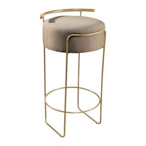 Banqueta Olivia Em Linho E Base Metal Dourado Linho Bege