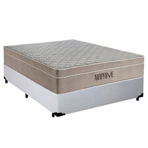 Cama Box Casal Sintético Cremil + Colchão Molas Ensacadas Airprime 138cm Branco - Suporta Até 120kg Por Pessoa
