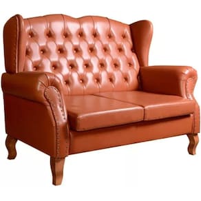 Sofá Chesterfield 2 Lugares Imperador Vintage Retrô Capitonê Couro Caramelo