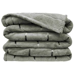 Cobertor Manta Fluffy Casal Queen 2,40m X 2,20m Listras Super Macio - Cinza