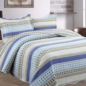Kit Cobre Leito Colcha Daily Queen 3 Peças Dupla Face Estampado - Patchwork 38 - 100% Poliéster