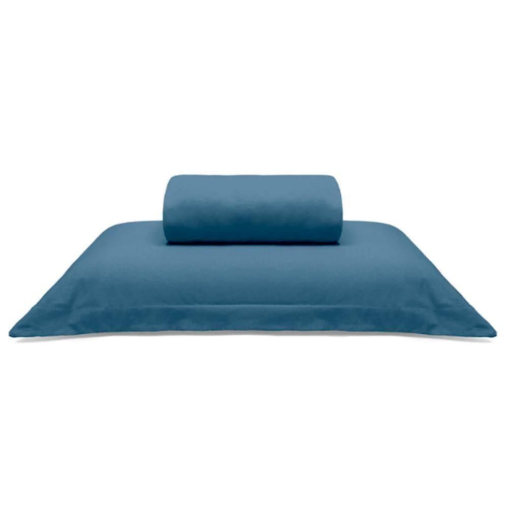Jogo De Cama Buettner Solteiro King Malha Liso 2 Peças Image Azul