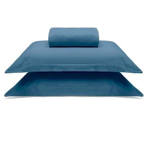 Jogo De Cama Buettner Queen Malha 100% Algodao Liso 3 Peças Image Azul