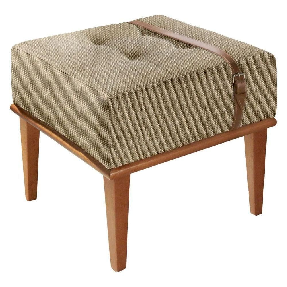 Puff Em Linho Quadrado Yarin Linho Bege