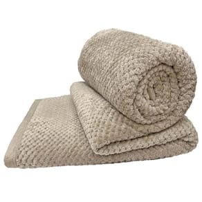 Cobertor Manta Willow Casal Queen 2,40m X 2,20m Alto Relevo Macio - Bege
