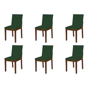 Kit 6 Cadeiras De Jantar Luxo Pérola Estofadas Em Veludo Verde Base Madeira Maciça Imbuia