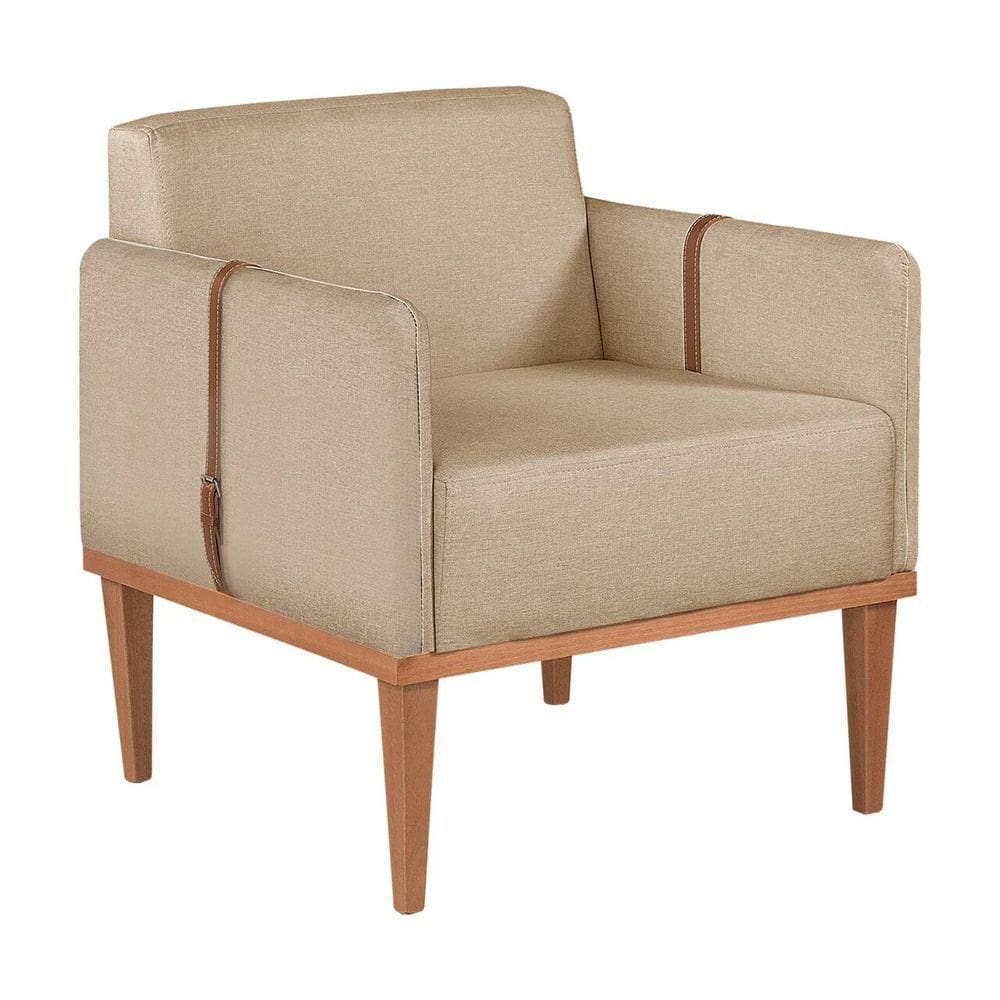 Poltrona Duali Em Linho Linho Bege Claro