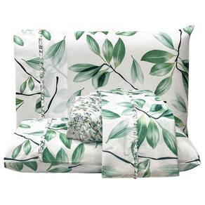 Jogo De Lençol Lislie Casal 4 Peças Micropercal 300 Fios Estampado Floral - Verde - 100% Poliéster