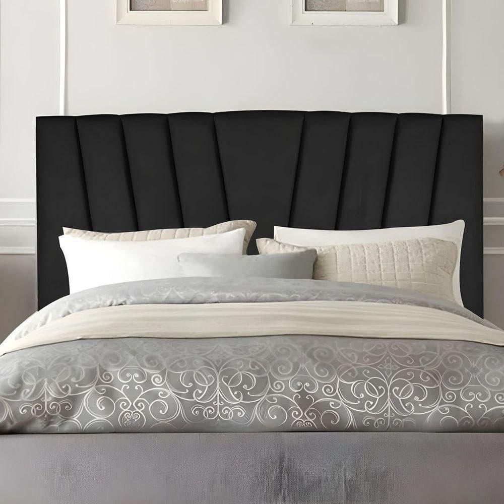 Cabeceira Casal Queen Size Cama Estofada 160 Cm Emma Linho Preto