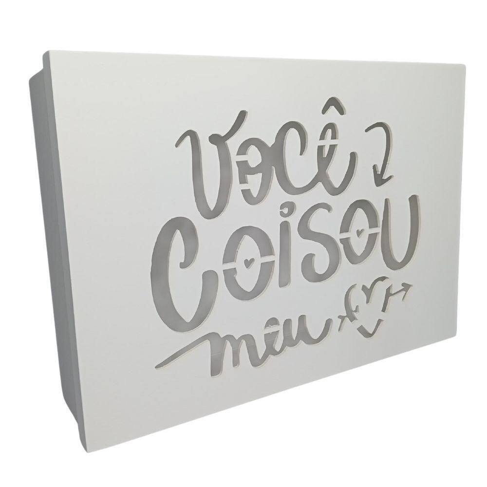Caixa Para Presente Branca Em Mdf (35x25x09) Você Coisou Meu Coração