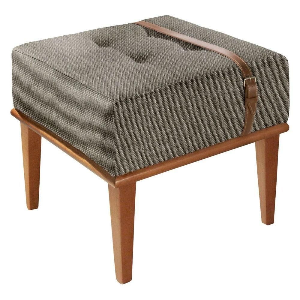 Puff Em Linho Quadrado Yarin Linho Cinza