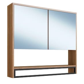 Armario Espelheira Suspenso 80 Cm 2 Portas E Toalheiro P1041 Mell Pp Milani Store Mell