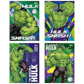 Kit C- 4 Caderno Universitário Hulk Tilibra Capa Dura Brochura - 80 Folhas