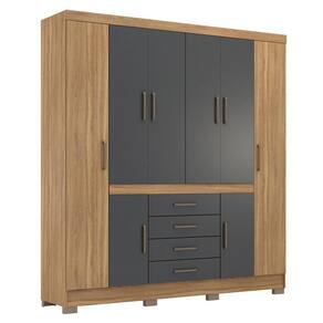 Guarda Roupa Casal New Realce 8 Portas E 4 Gavetas Amêndola/grafito - Demóbile Amêndola/grafito