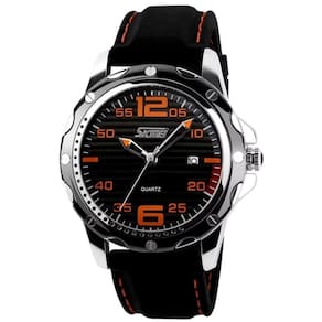 Relógio Esportivo Com Pulseira De Silicone À Prova Da Água 3atm Preto Laranja