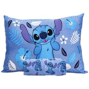 Jogo De Cama Portallar Solteiro Malha Mista Joy Disney Stitch 02 Pçs Azul