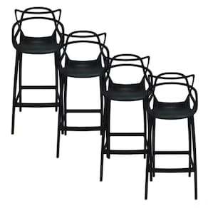 Kit 4 Banqueta Allegra Alta Master Preta UMIX401
