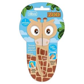 Tesoura Escolar Plástica Zoo Girafa Tilibra - 120mm
