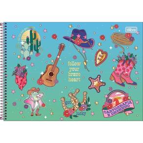 Caderno De Desenho West Girl Tilibra - 80 Folhas Verde