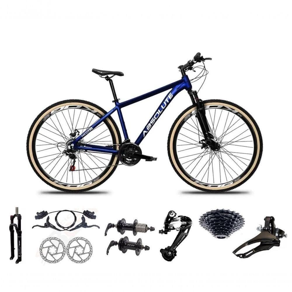 Bicicleta Aro 29 Absolute Nero 5 Freio Hidráulico K7 27v Garfo Com Trava Pneu Com Faixa - Azul Tam.17