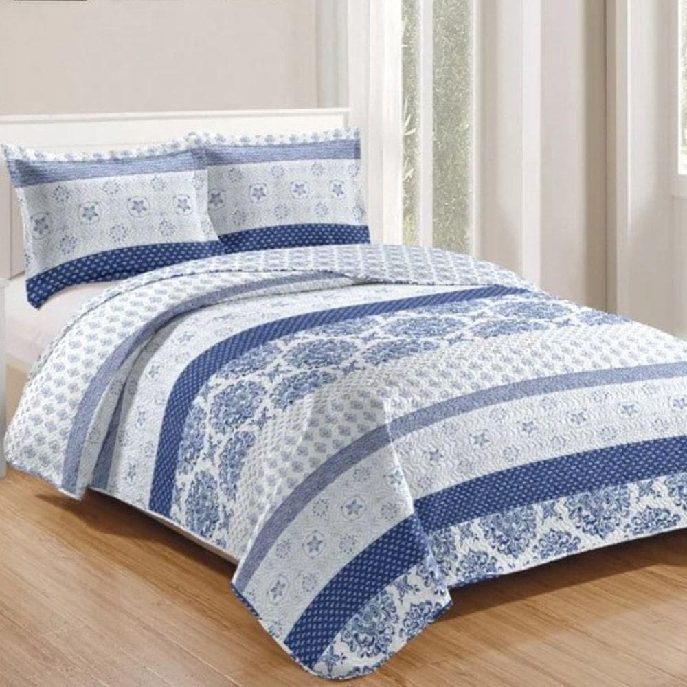 Kit Cobre Leito Colcha Daily King 3 Peças Dupla Face Estampado - Patchwork 45 - 100% Poliéster