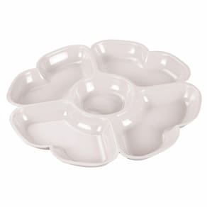 Petisqueira Flor Redonda 26,5x2cm C- 5 Divisórias Uso Geral Branco