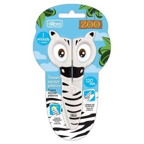 Tesoura Escolar Plástica Zoo Zebra Tilibra - 120mm