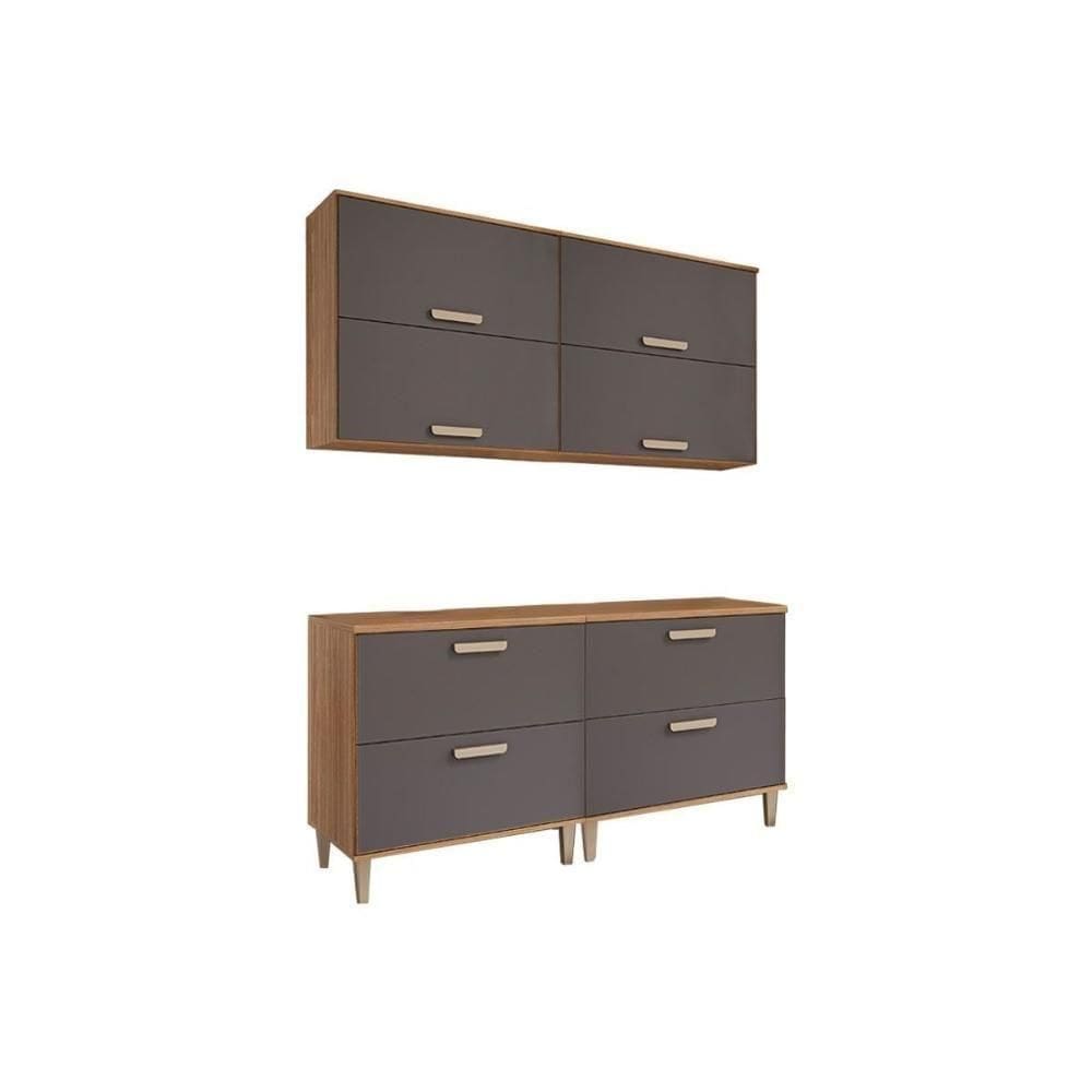 Cozinha Bella 4 Peças (2 Armários + 2 Balcões) 160cm Freijo-titanium Mgm