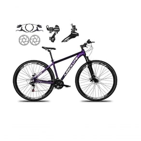 Bicicleta Aro 29 Absolute Nero 5 21v Alumínio Câmbios Shimano Freio Disco Hidráulico Garfo Suspensão - Roxo Tam.17