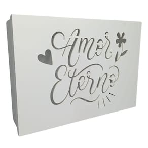 Caixa Para Presente Branca Em Mdf (35x25x09) Amor Eterno
